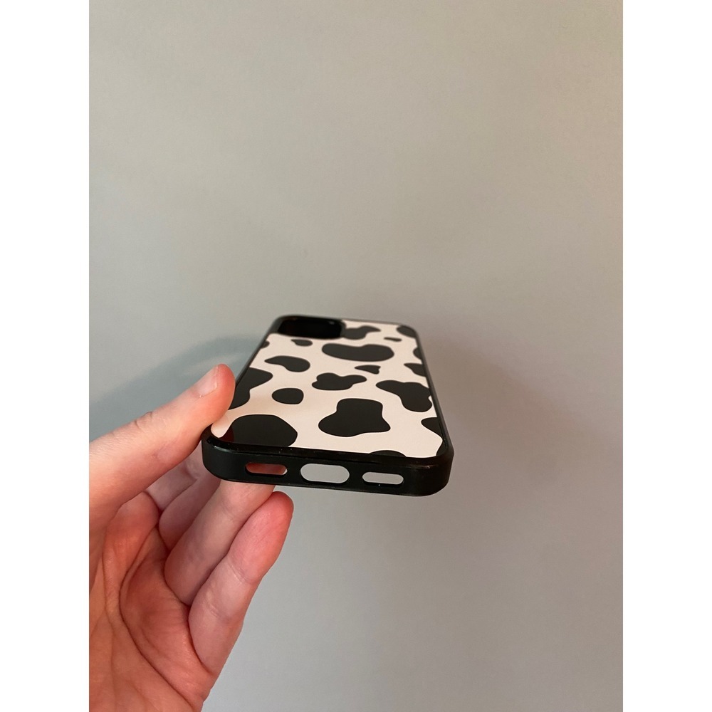 Phone Case iPhone 12 Mini Unisex Black White Cow Print Spotted Animal Pattern - Picture 3 of 5